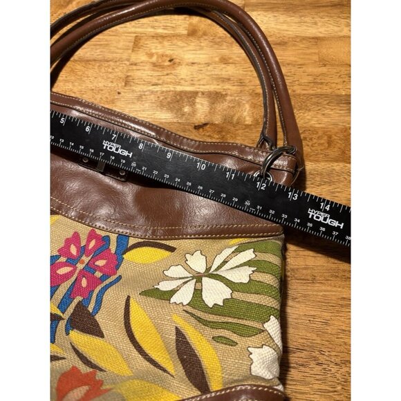 RELIC Fossil Floral Canvas Purse Leather Accents Boho Cottagecore Summer Handbag - Picture 10 of 14